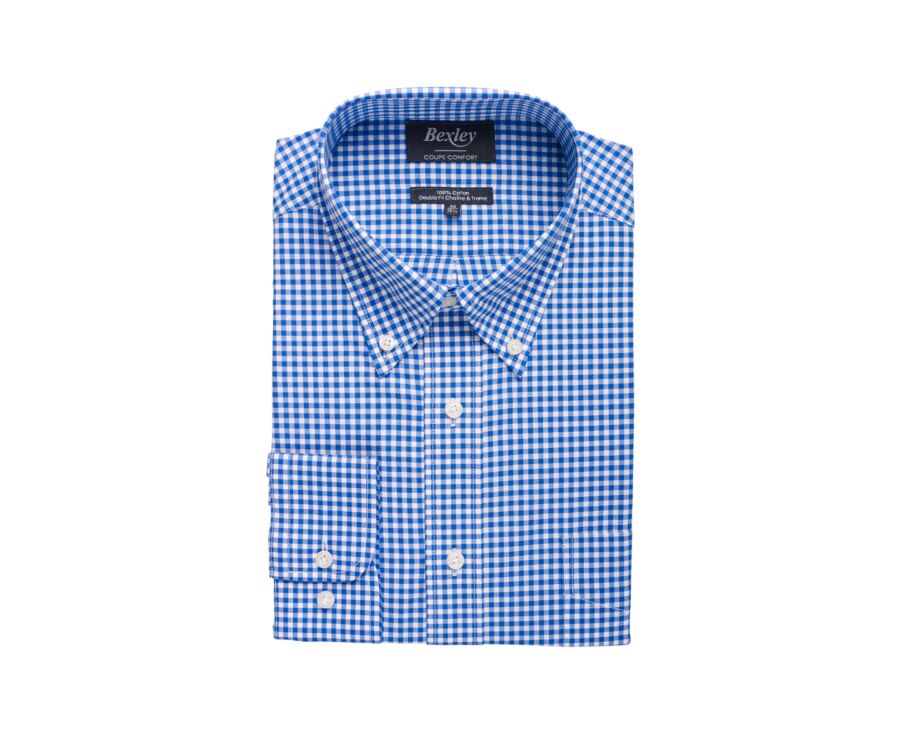Chemise à carreaux homme bleue clair et blanche - CODELL