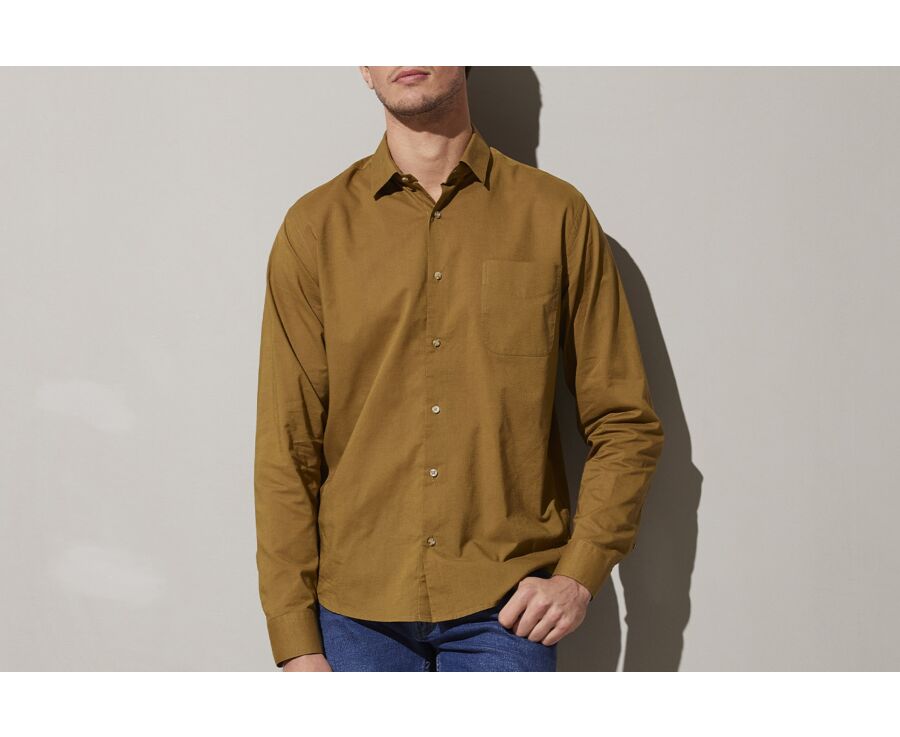 Chemise coton lin Kaki unie - SYLBERT
