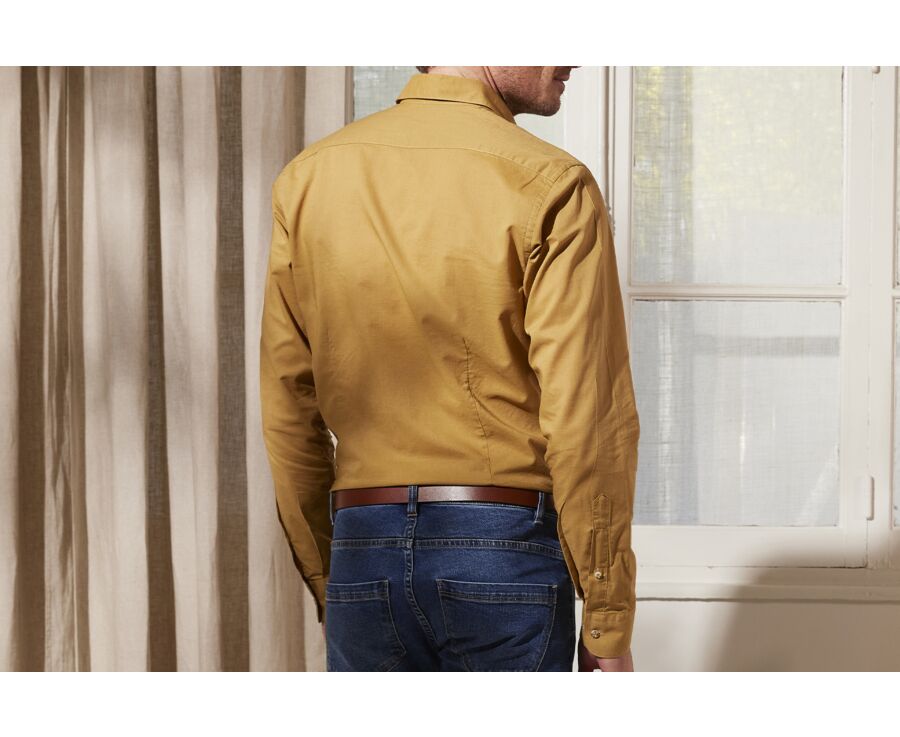 Chemise coton lin Caramel - Poche poitrine - SYLBERT