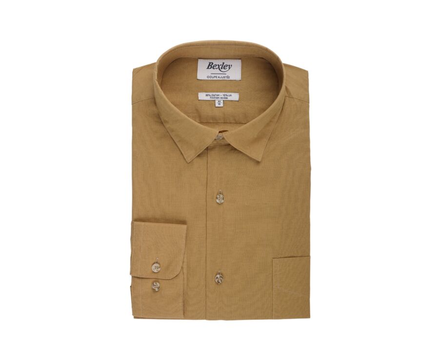 Chemise coton lin Caramel - Poche poitrine - SYLBERT