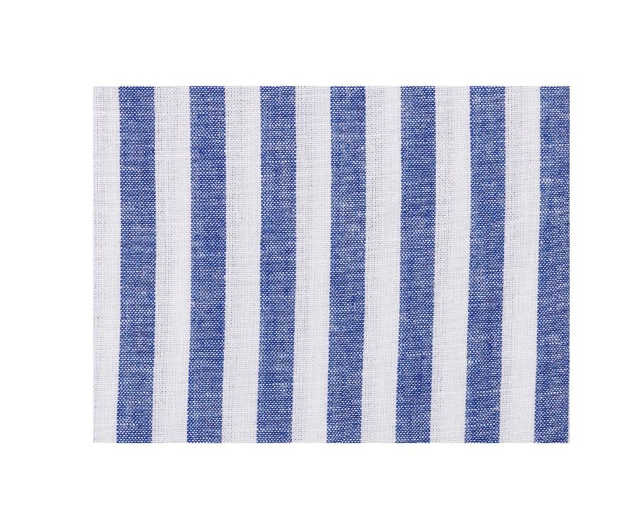 Chemise coton lin rayée bleue foncée et blanche - SIMONIN