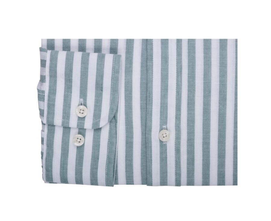 Chemise coton lin rayée Verte et Blanche - SIMONIN