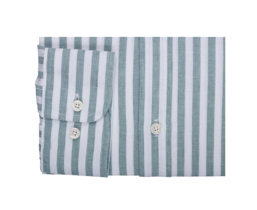 Chemise coton lin rayée Verte et Blanche - SIMONIN