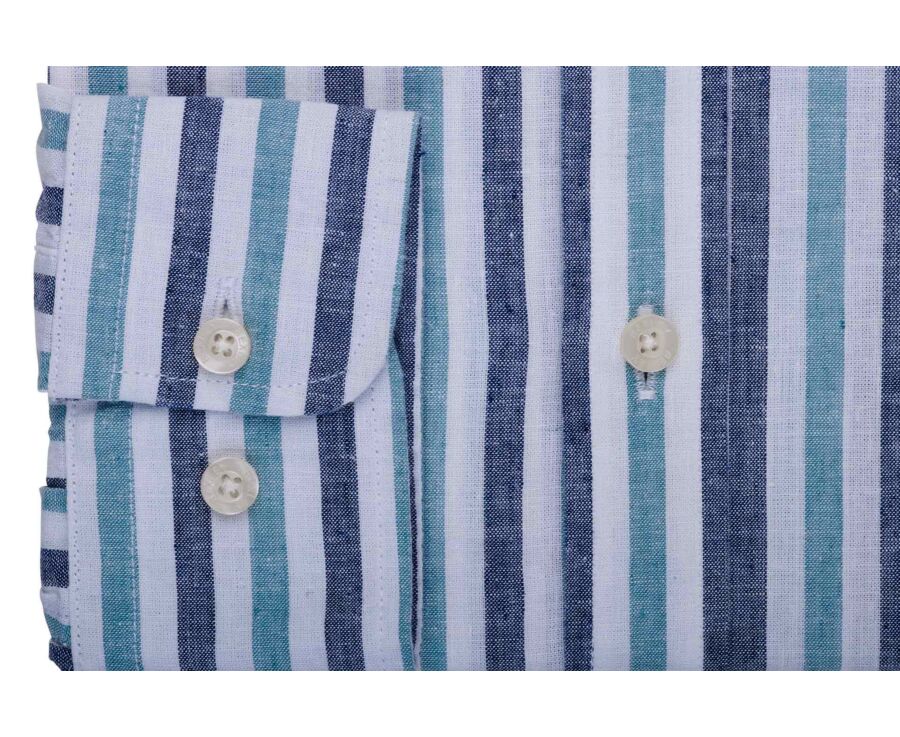 Chemise à rayures Marine et Vert - SIMONIN