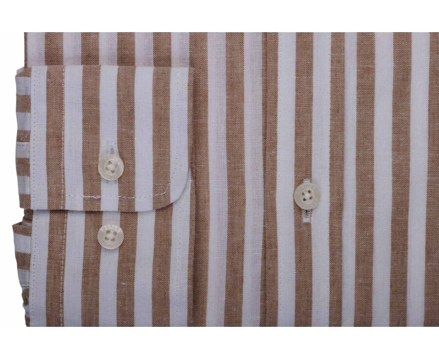 Chemise à rayures Camel et Blanc - SIMONIN