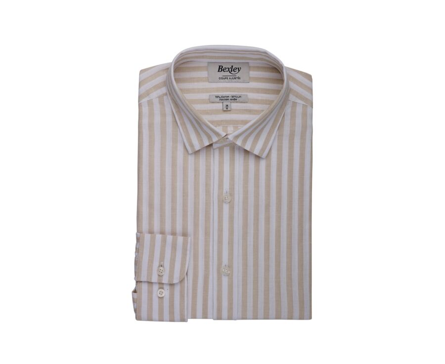 Chemise à rayures Beige Foncé et Blanc - SIMONIN