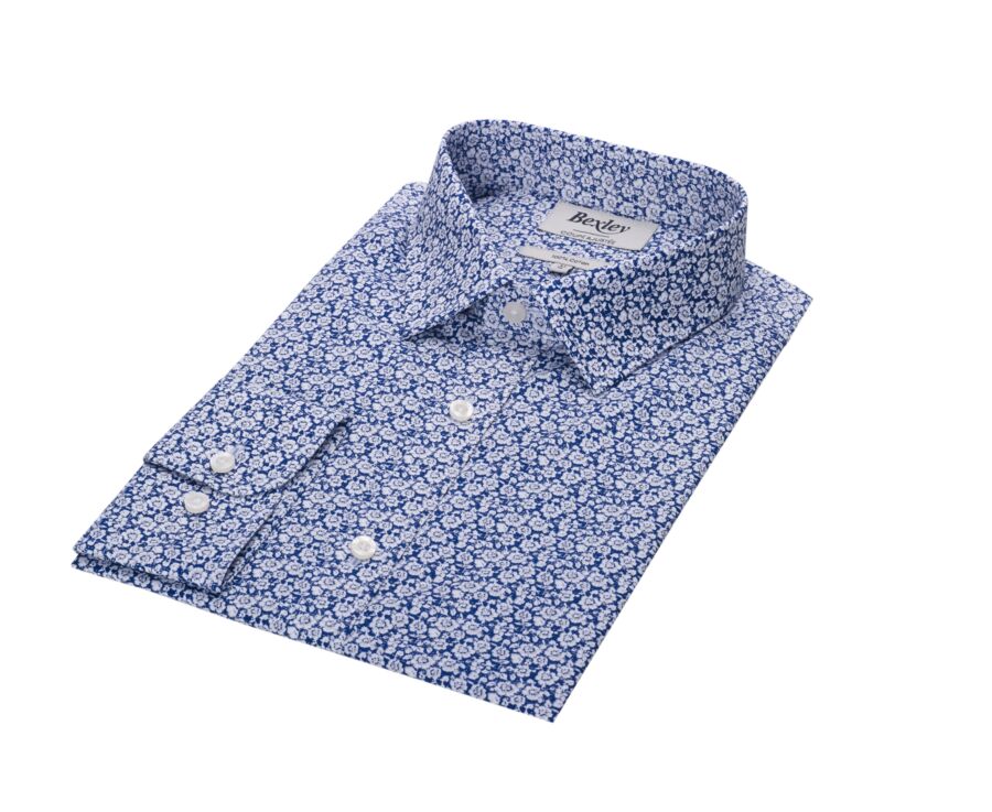 Chemise homme bleue à fleurs blanches - MARCOLIN