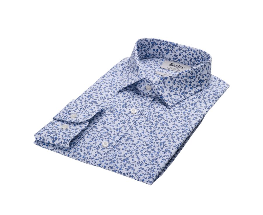 Chemise Blanche homme à imprimé fleuri bleu - ELDORIC