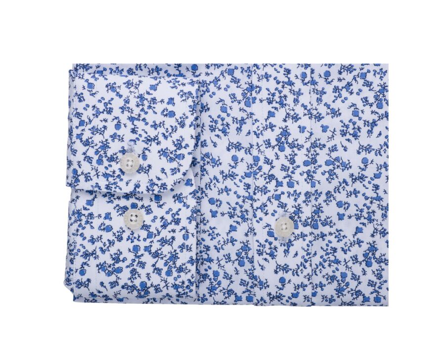 Chemise Blanche homme à imprimé fleuri bleu - ELDORIC