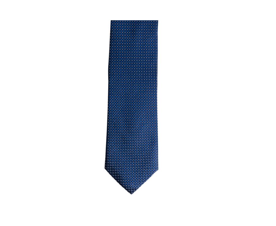 Cravate homme Soie bleue pétrole motif Carré blanc