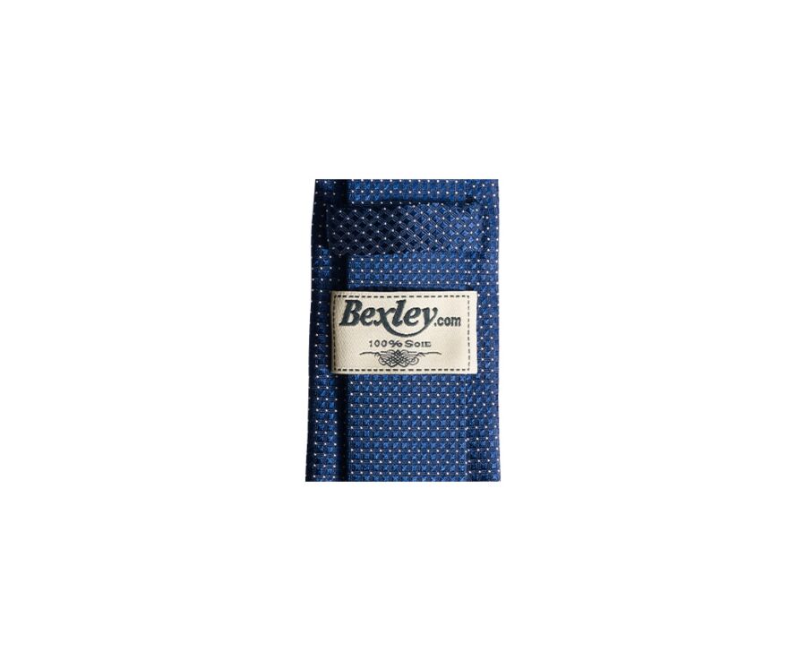 Cravate homme Soie bleue pétrole motif Carré blanc