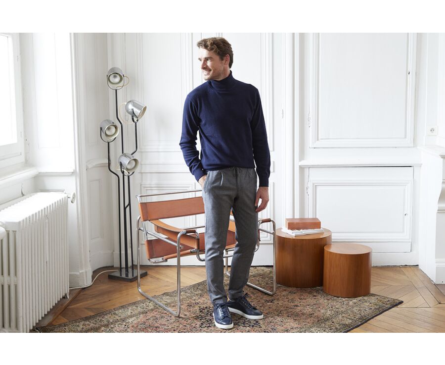 Pantalon habillé homme style Jogpant Gris Clair Chiné - LORIAN