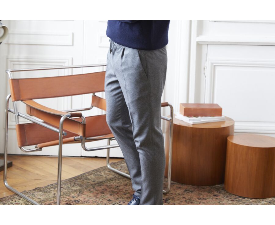 Pantalon habillé homme style Jogpant Gris Clair Chiné - LORIAN