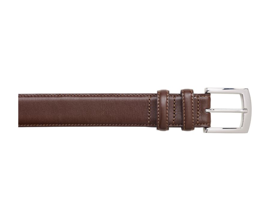 Ceinture luxe homme Châtaigne Foncé - WESTGATE SILVER II