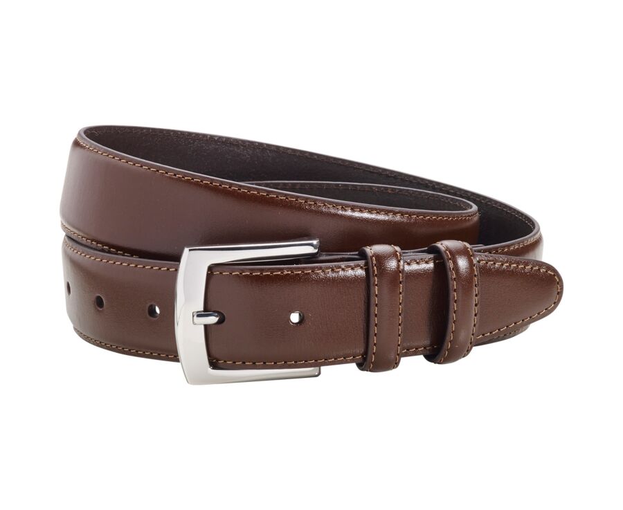 Ceinture luxe homme Châtaigne Foncé - WESTGATE SILVER II