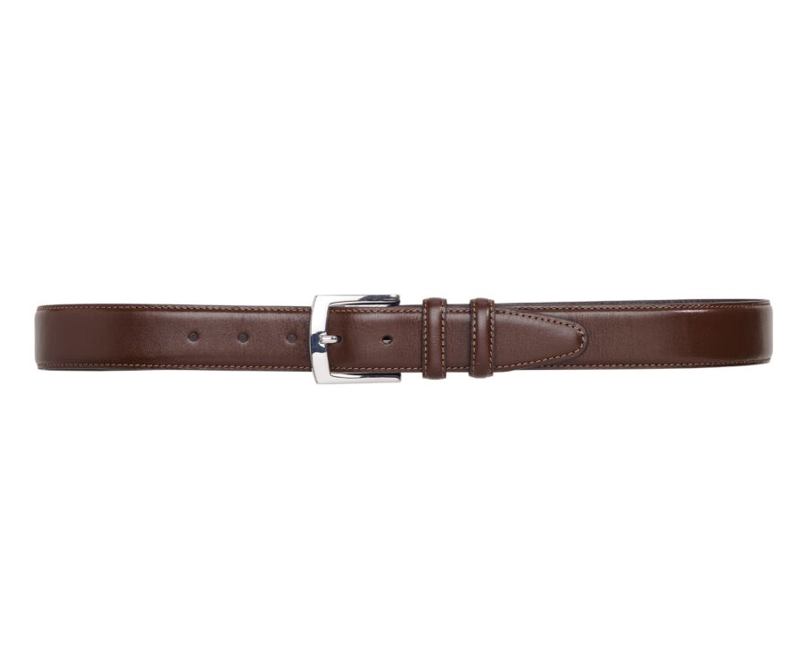 Ceinture luxe homme Châtaigne Foncé - WESTGATE SILVER II