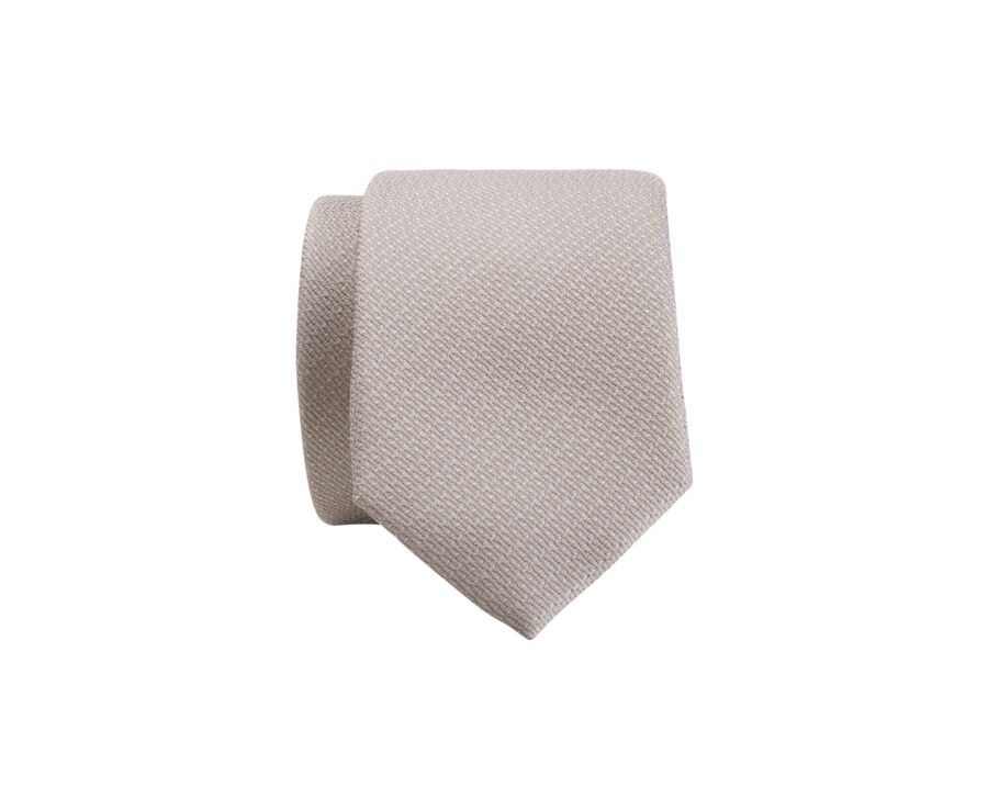 Cravate Soie Faux-uni Beige et Blanc