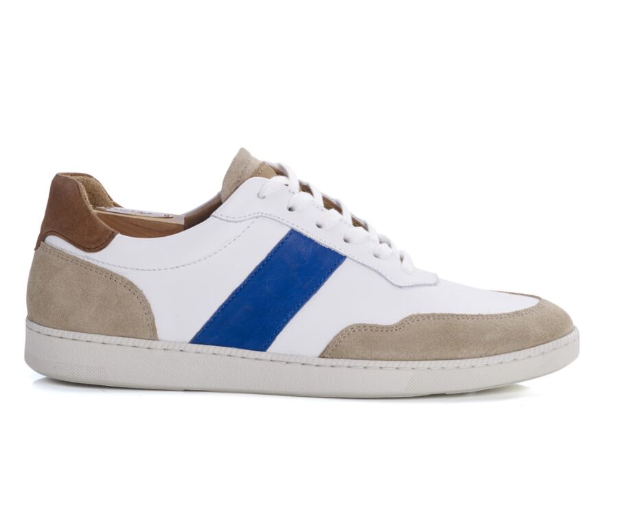 Sneakers cuir homme Blanc beige et bleu - BERRINGA