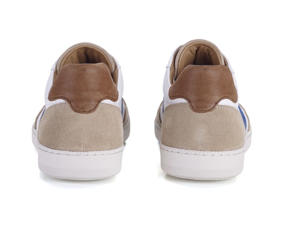 Sneakers cuir homme Blanc beige et bleu - BERRINGA