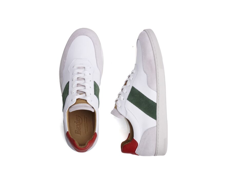 Sneakers cuir homme Ecru et Vert - BERRINGA