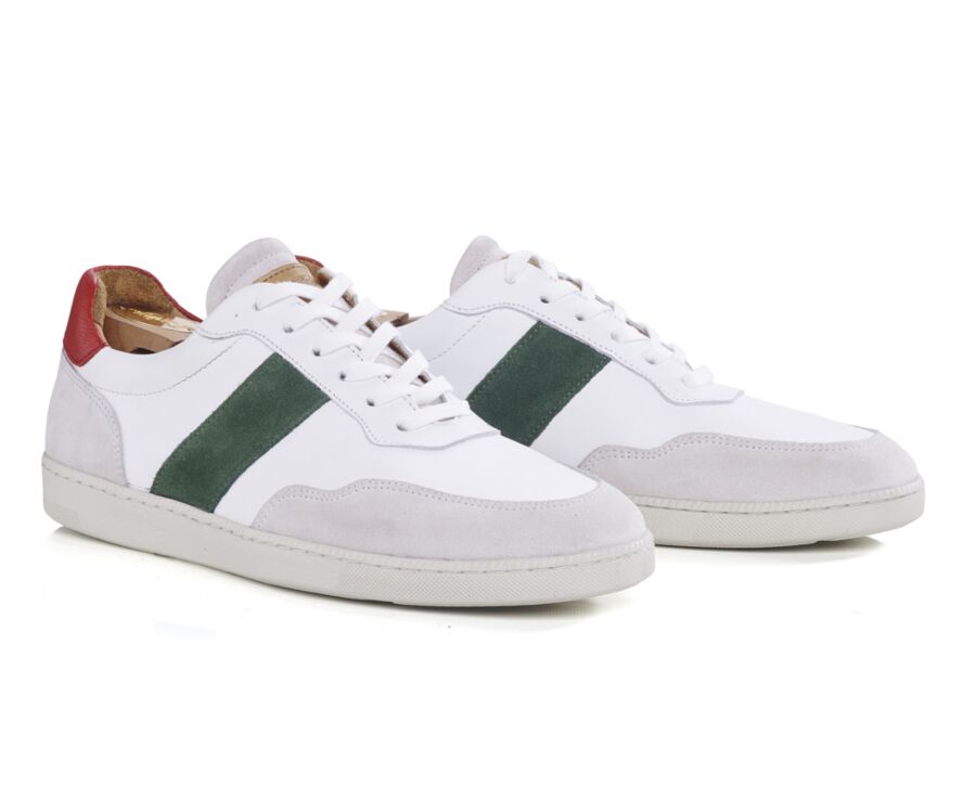 Sneakers cuir homme Ecru et Vert - BERRINGA