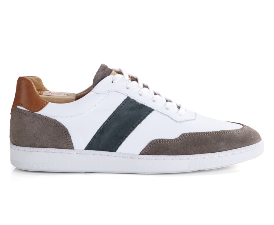Sneakers cuir homme Blanc Taupe et Vert - BERRINGA