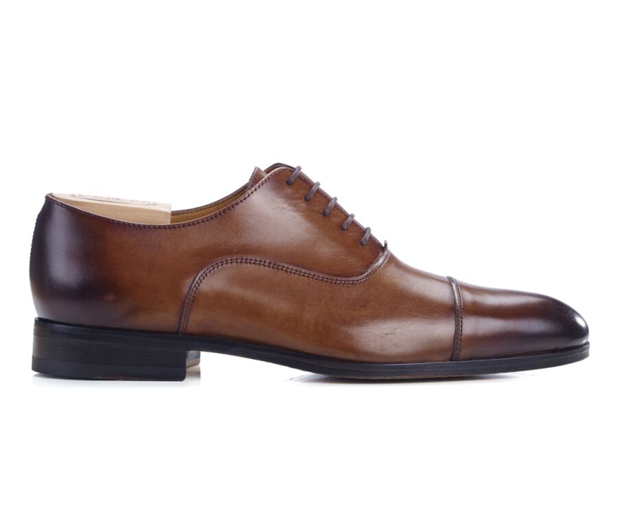 Richelieu Cognac patiné homme semelle cuir - RICKFORD