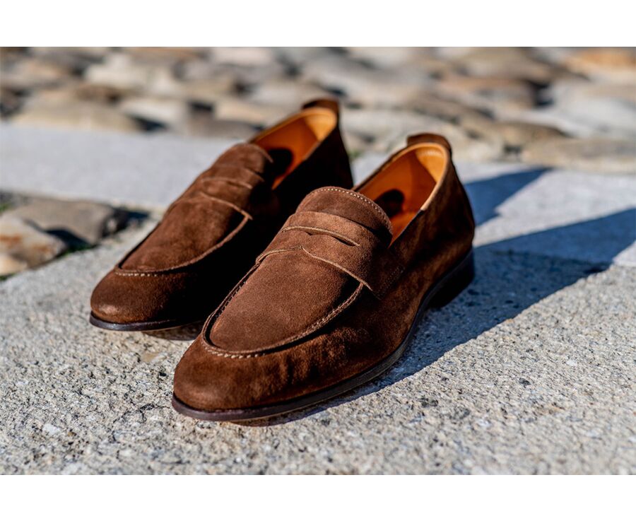 Mocassin homme Velours Havane - CEVIO