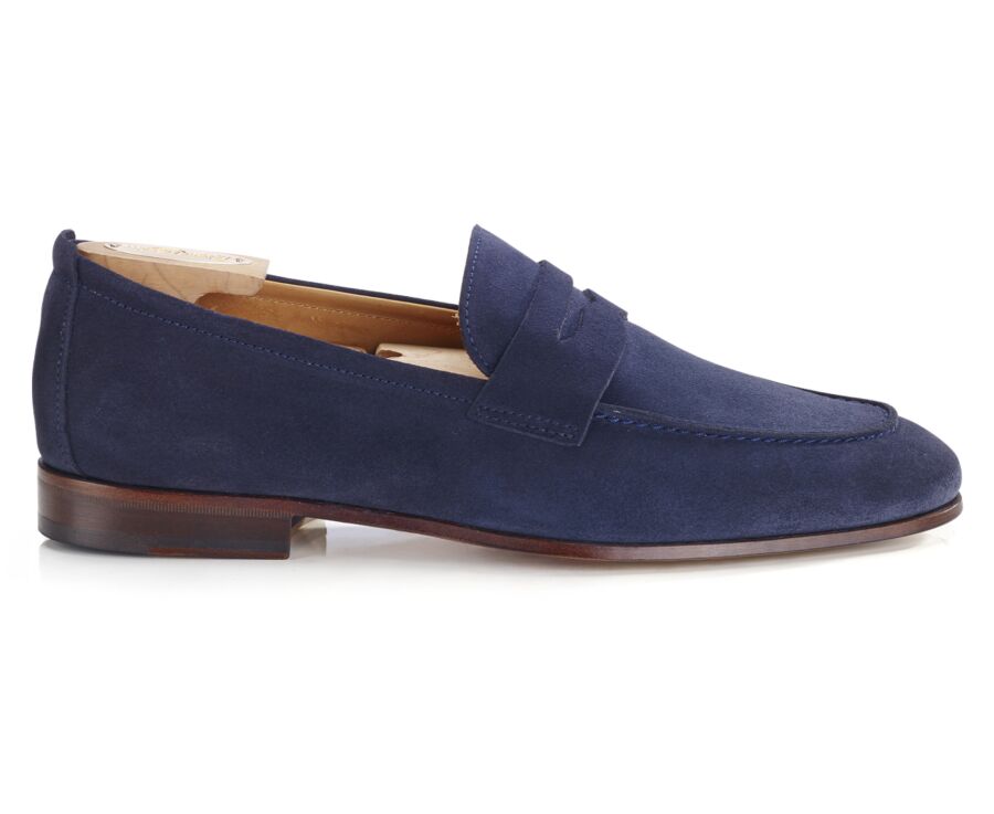 Mocassin homme Velours Navy - semelle cuir - CEVIO