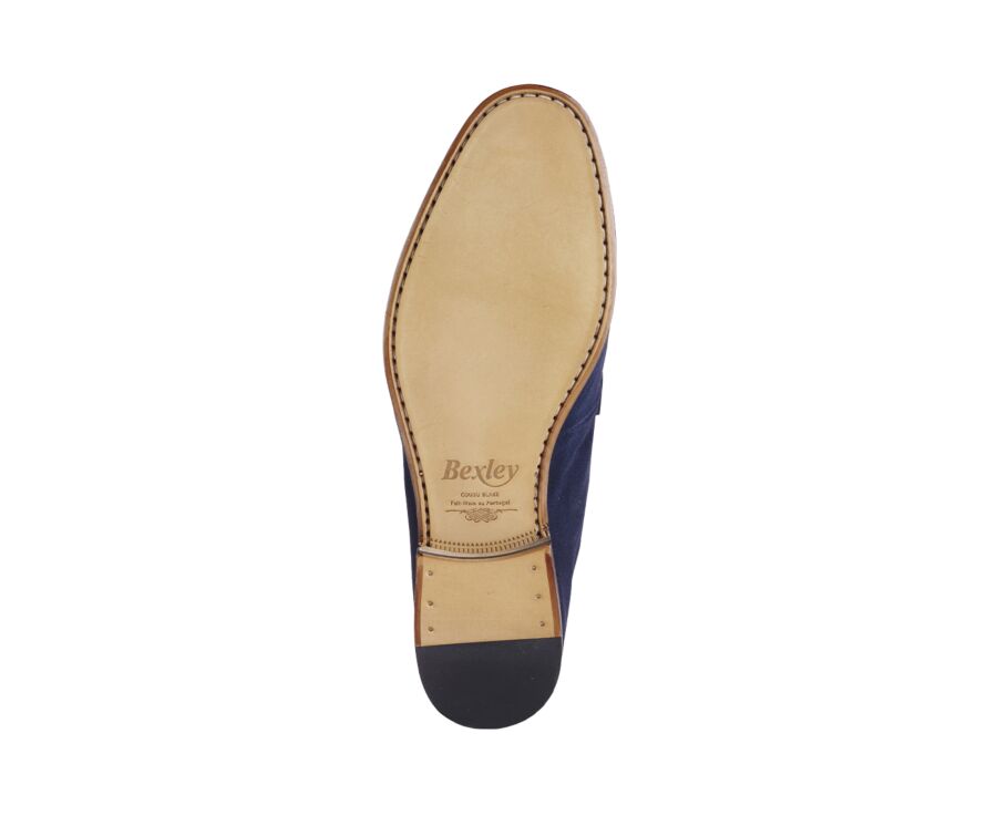 Mocassin homme Velours Navy - semelle cuir - CEVIO