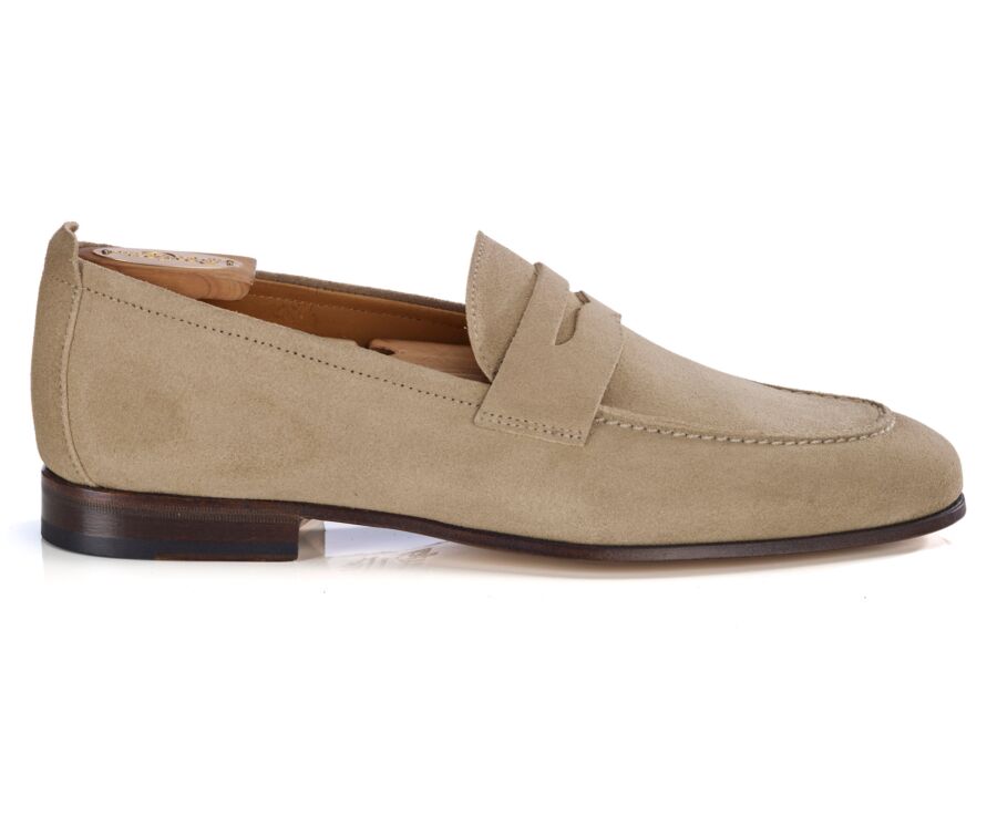 Mocassin homme beige foncé en velours - CEVIO