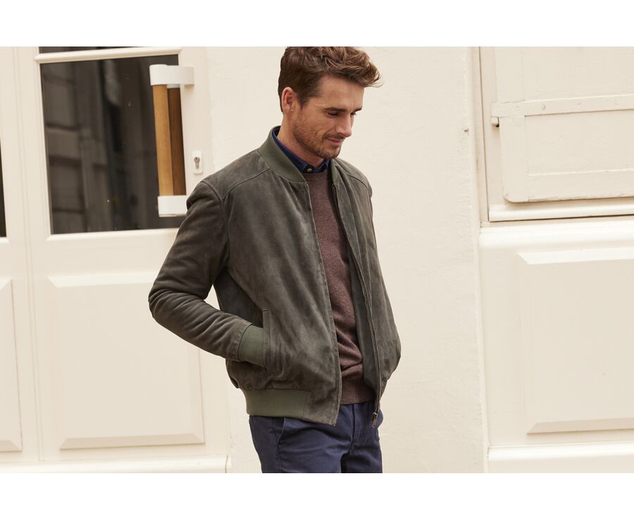 Blouson homme cuir Vert foncé - SEAN II