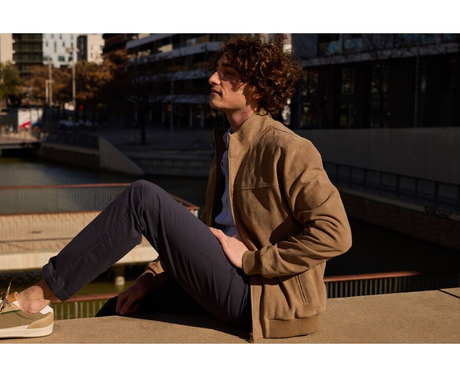 Blouson homme cuir Velours Tabac - SEAN II