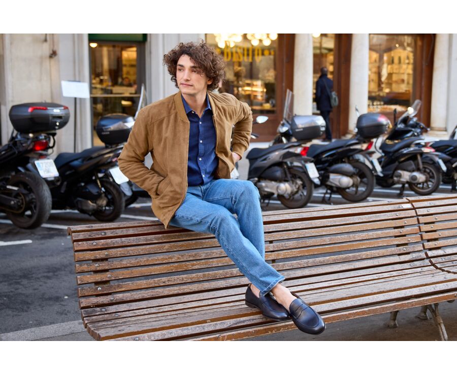 Blouson homme cuir Velours Tabac - SEAN II