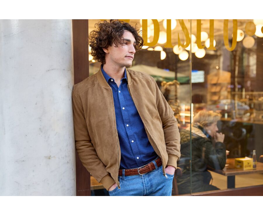 Blouson homme cuir Velours Tabac - SEAN II