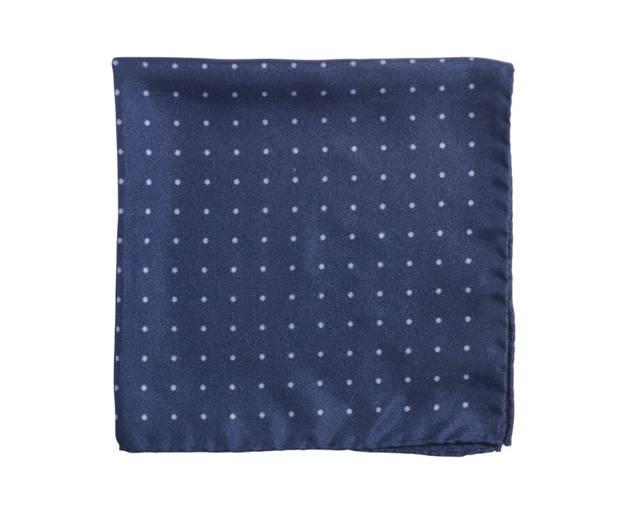 Pochette Soie Pois Marine et Gris