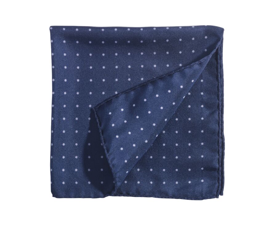 Pochette Soie Pois Marine et Gris