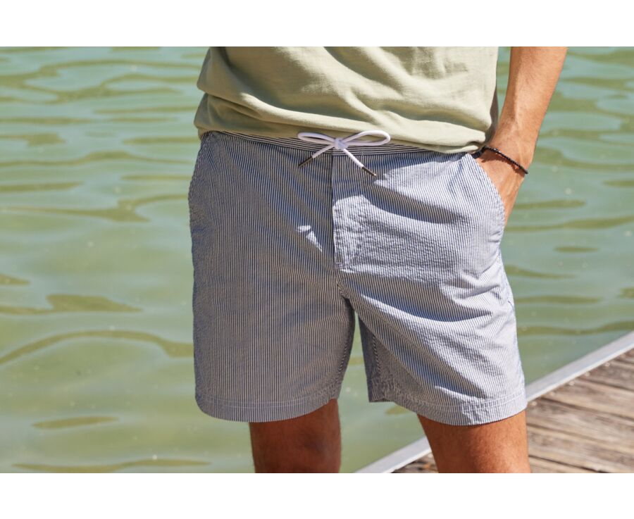 Short de bain homme rayé Navy - BRENTAN