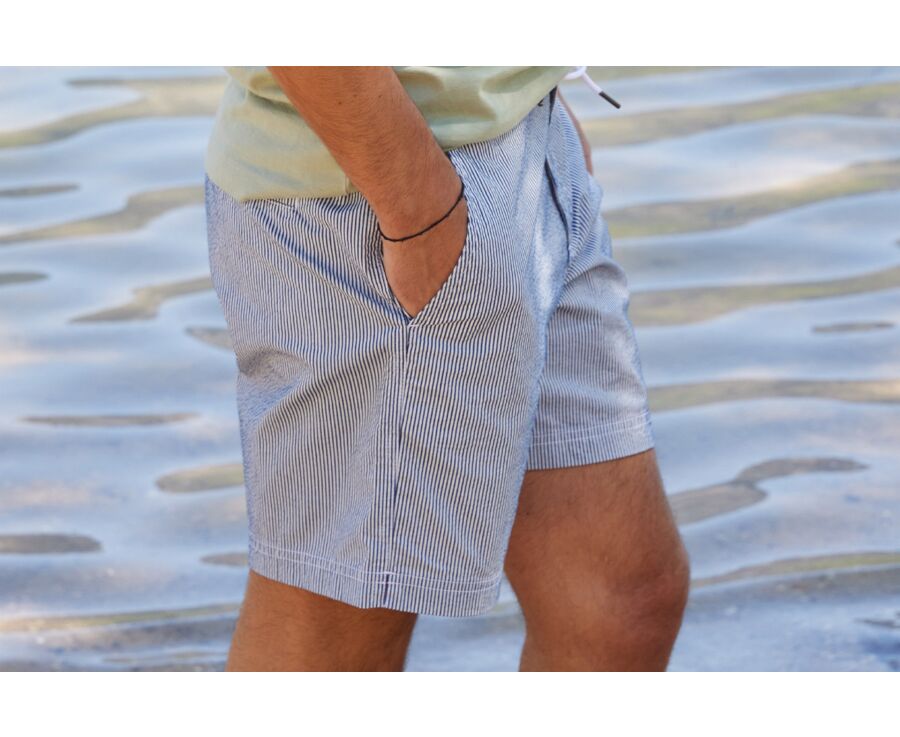 Short de bain homme rayé Navy - BRENTAN