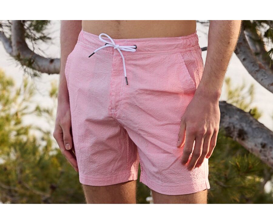 Short de bain homme rayé Rose - BRENTAN