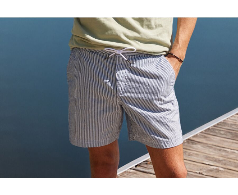 Short de bain homme rayé Navy - BRENTAN