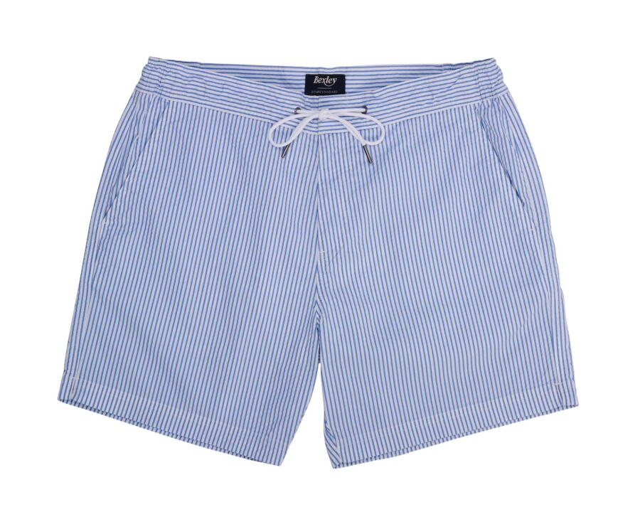 Short de bain homme rayé bleu ciel et blanc - BRENTAN