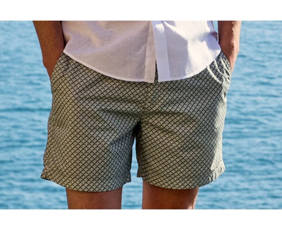 Short de bain homme vert sauge à motif - BRENTAN