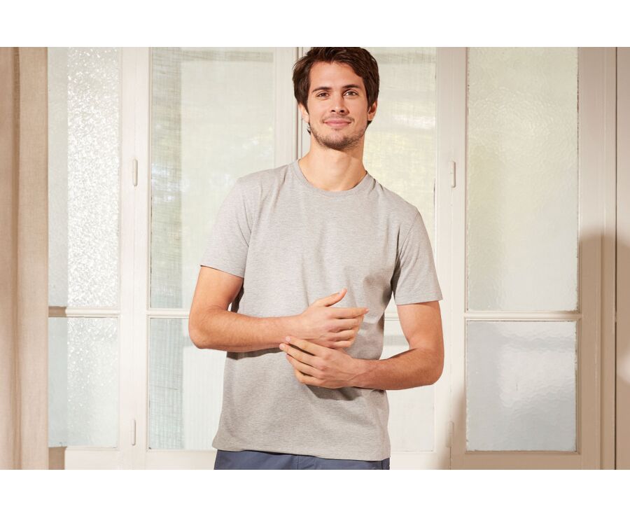 Tee-shirt coton bio uni Gris chiné clair - EDGAR III