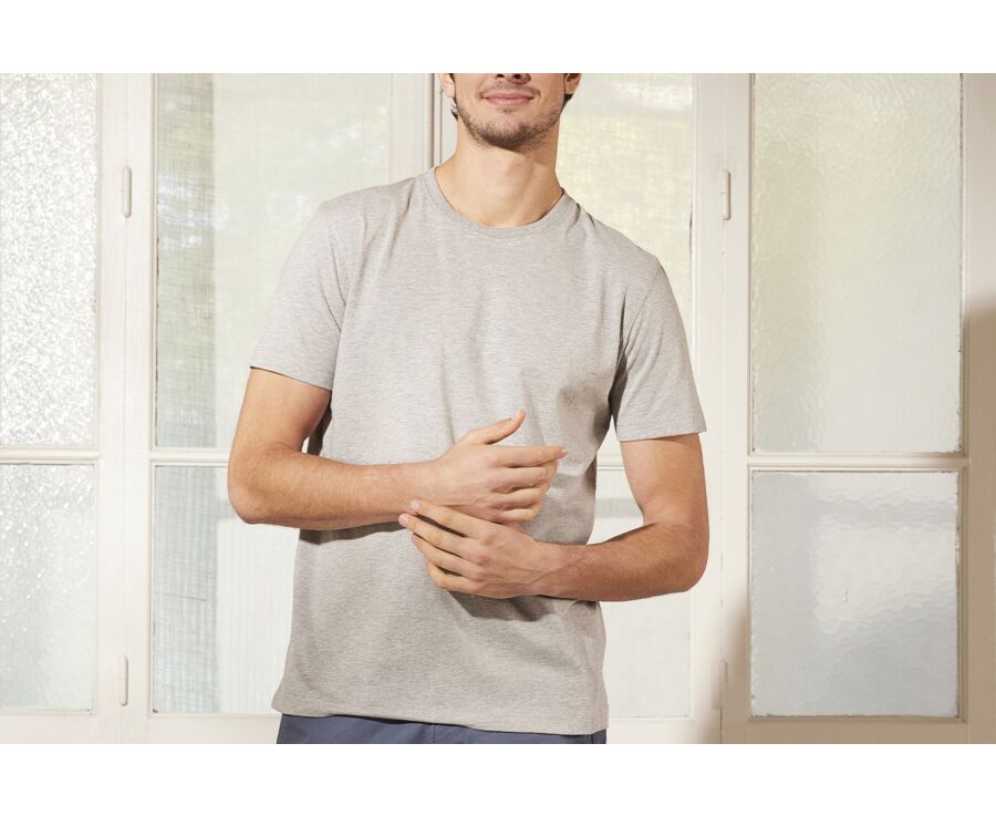 Tee-shirt coton bio uni Gris chiné clair - EDGAR III