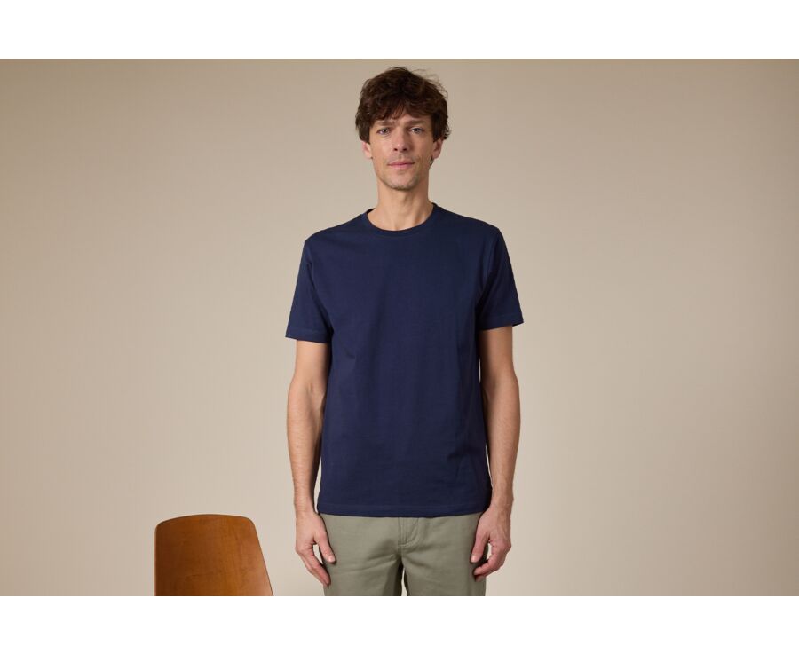 Tee-shirt coton bio uni Navy - EDGAR III