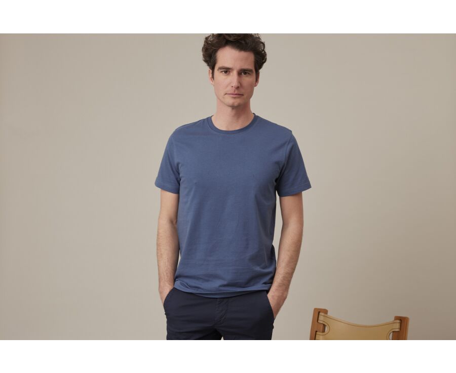 Tee-shirt coton bio uni Bleu Gris - EDGAR III