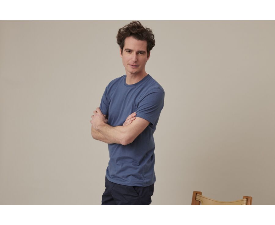 Tee-shirt coton bio uni Bleu Gris - EDGAR III