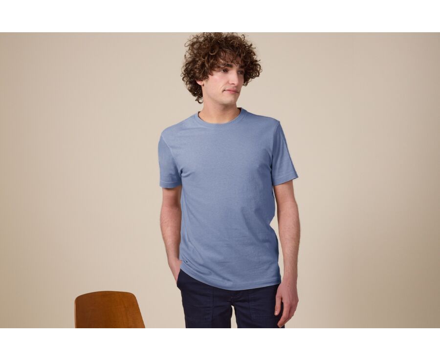 Tee-shirt coton bio uni Bleu Denim Clair - EDGAR III
