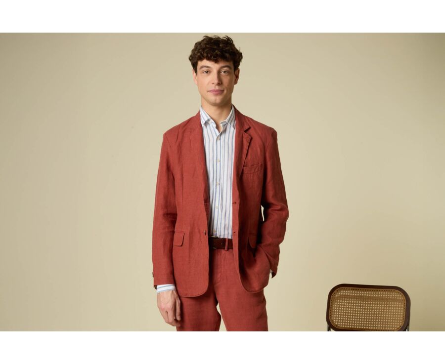 Blazer lin homme Terracotta